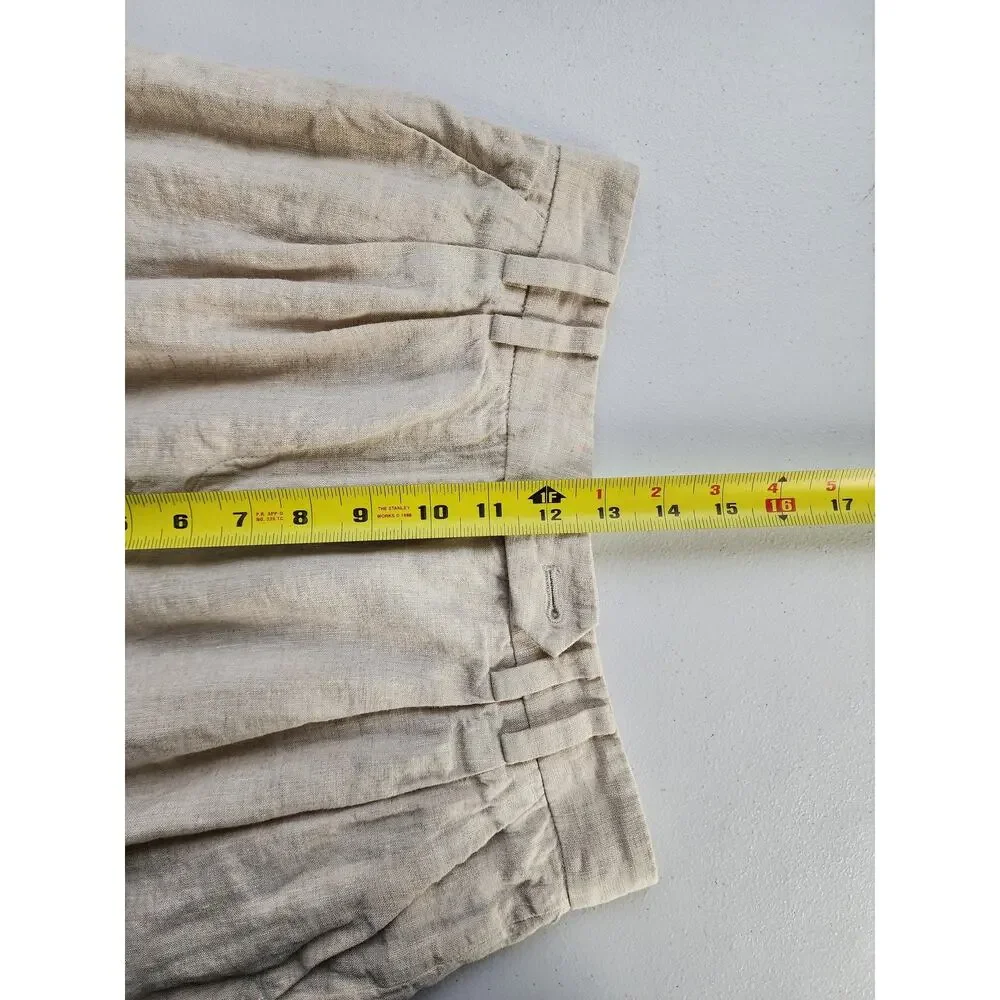 & Other Stories Shorts Womens EUR 34 Beige Linen Pleated Chino High Rise - Picture 8 of 16